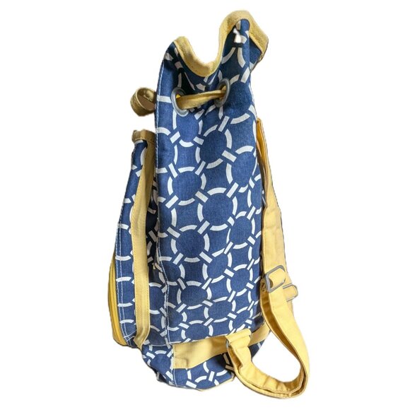 Ame & Lulu Blue/White Chain Pattern Tennis Backpack - Picture 3 of 6